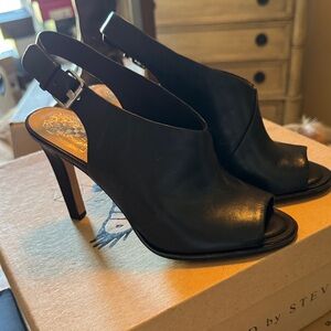 Vince Camuto Black Peep-Toe Slingback Heels